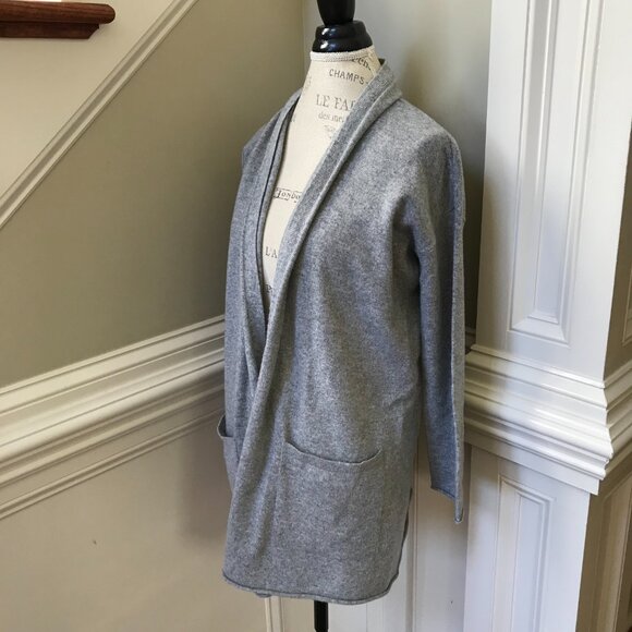 Eileen Fisher Cashmere Cardigan Sweater Womens XXS Gray Open Front Pockets Knit - Picture 7 of 12